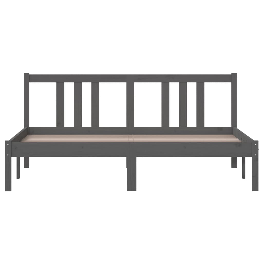 Cadre de lit sans matelas gris bois massif 150x200 cm - XIOS