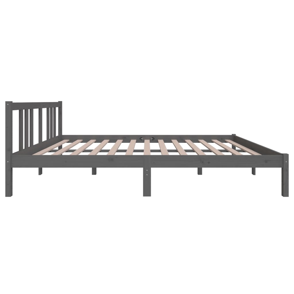 Cadre de lit sans matelas gris bois massif 150x200 cm - XIOS