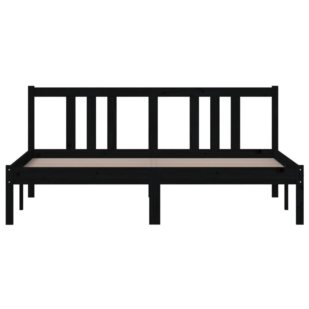 Cadre de lit sans matelas noir bois massif 150x200 cm - XIOS