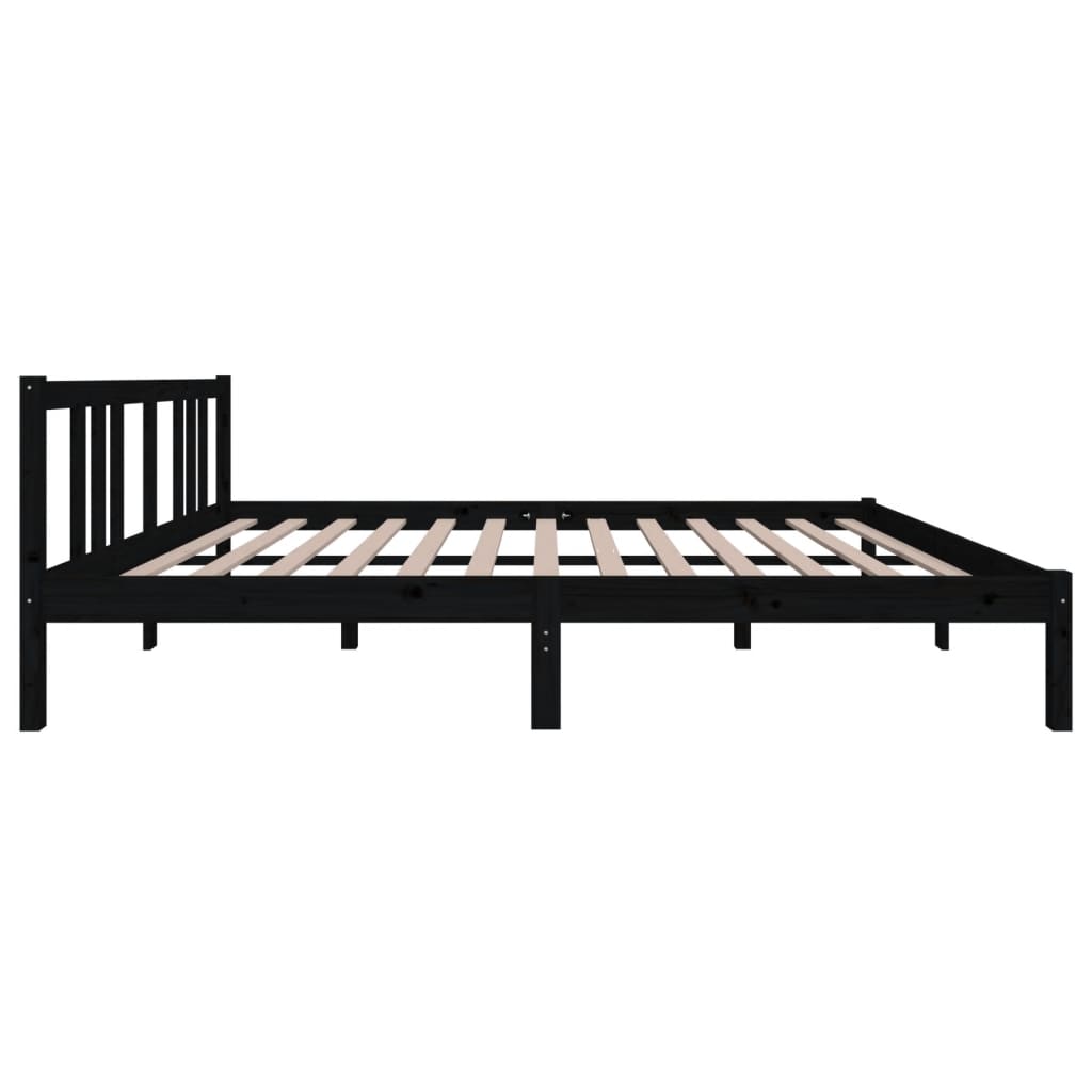 Cadre de lit sans matelas noir bois massif 150x200 cm - XIOS