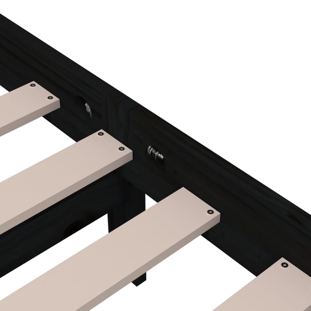 Cadre de lit sans matelas noir bois massif 150x200 cm - XIOS