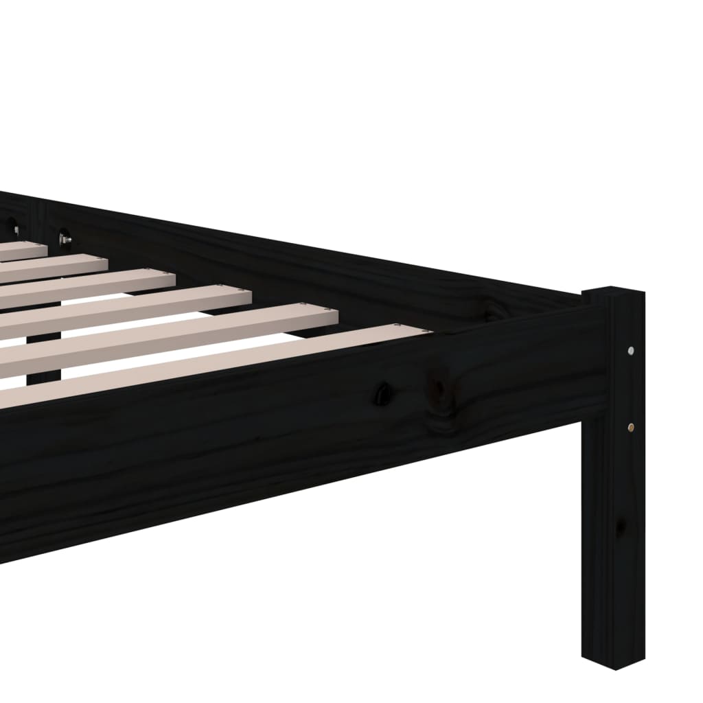 Cadre de lit sans matelas noir bois massif 150x200 cm - XIOS