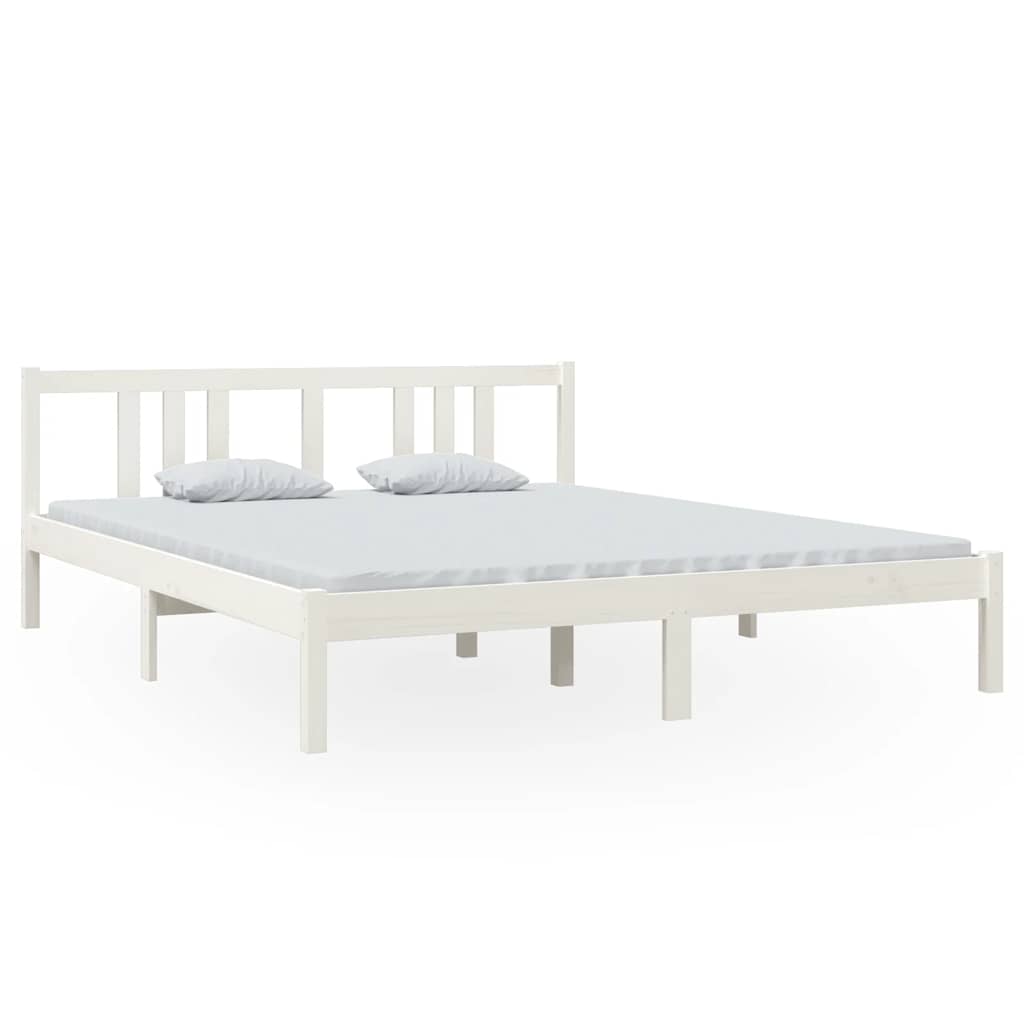 Cadre de lit sans matelas blanc bois massif 160x200 cm - XIOS