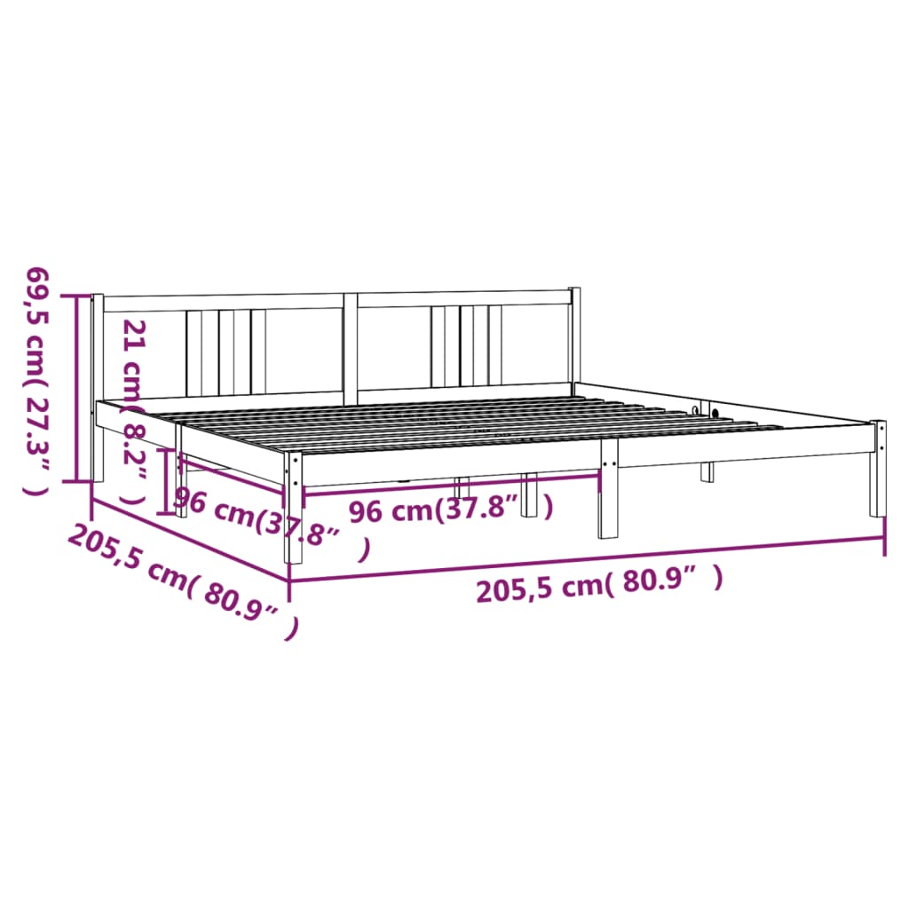 Cadre de lit sans matelas bois massif 200x200 cm - XIOS