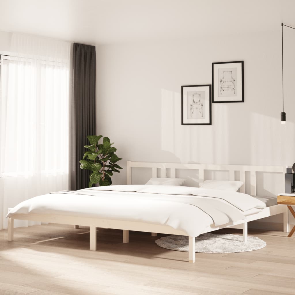 Cadre de lit sans matelas blanc bois massif 200x200 cm - XIOS