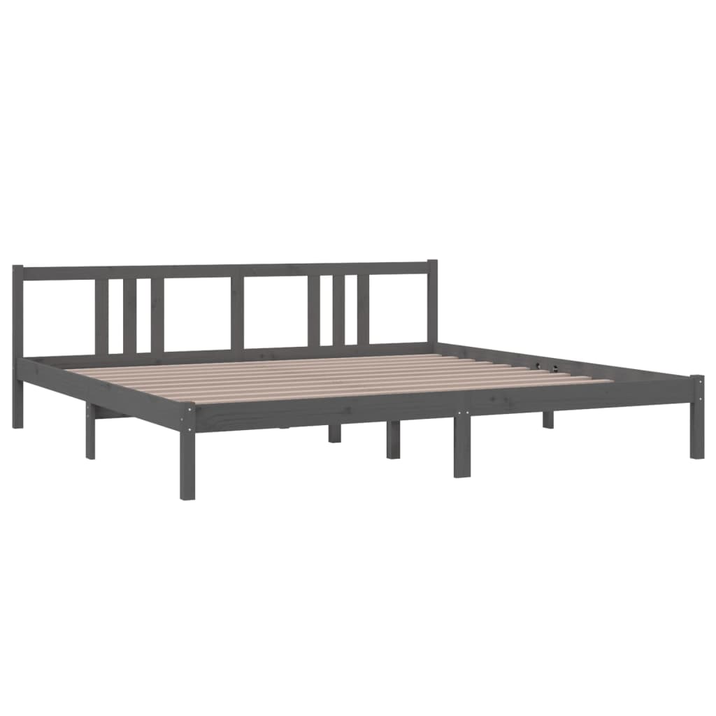 Cadre de lit sans matelas bois massif gris 200x200 cm - XIOS