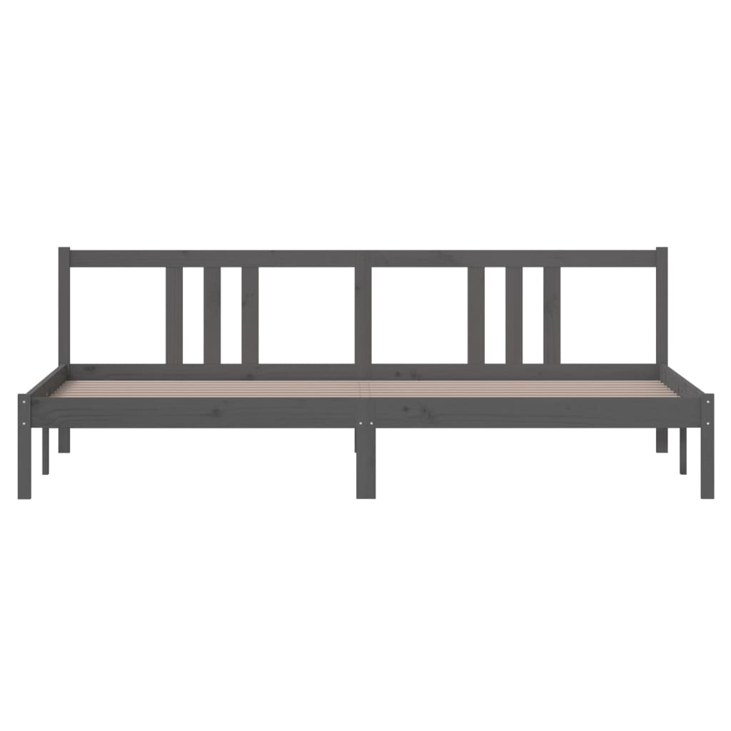 Cadre de lit sans matelas bois massif gris 200x200 cm - XIOS