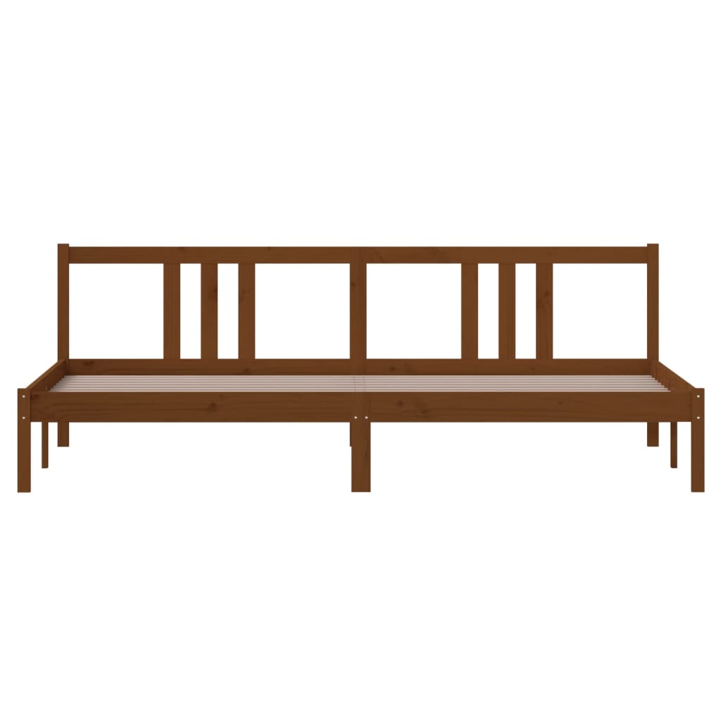 Cadre de lit sans matelas marron miel bois massif 200x200 cm - XIOS