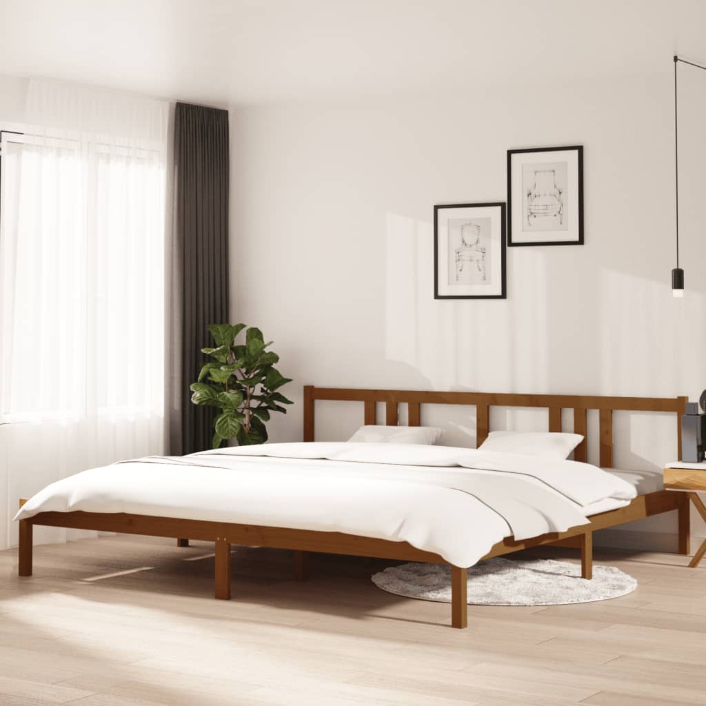 Cadre de lit sans matelas marron miel bois massif 200x200 cm - XIOS