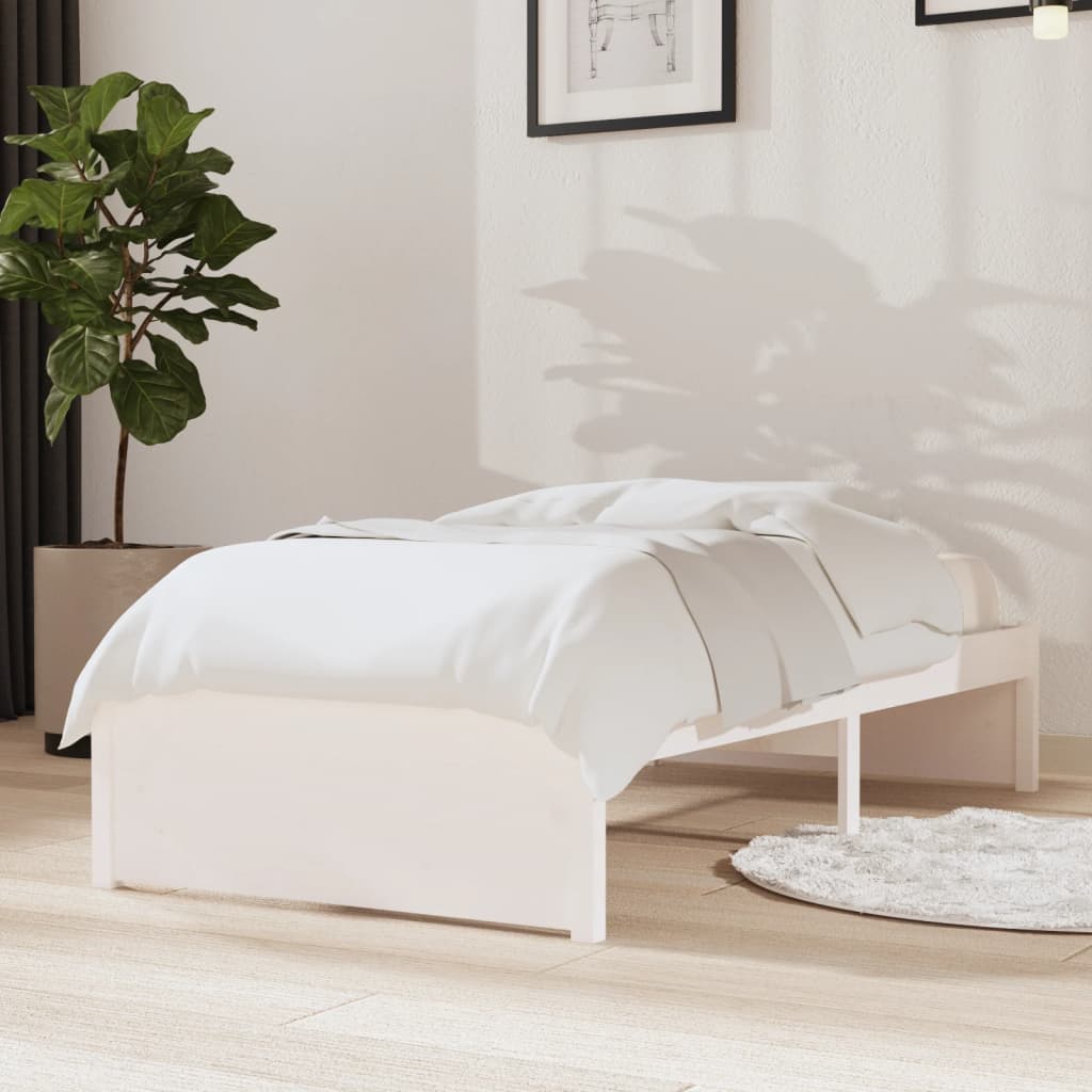 Cadre de lit sans matelas blanc bois massif 75x190 cm - XIOS