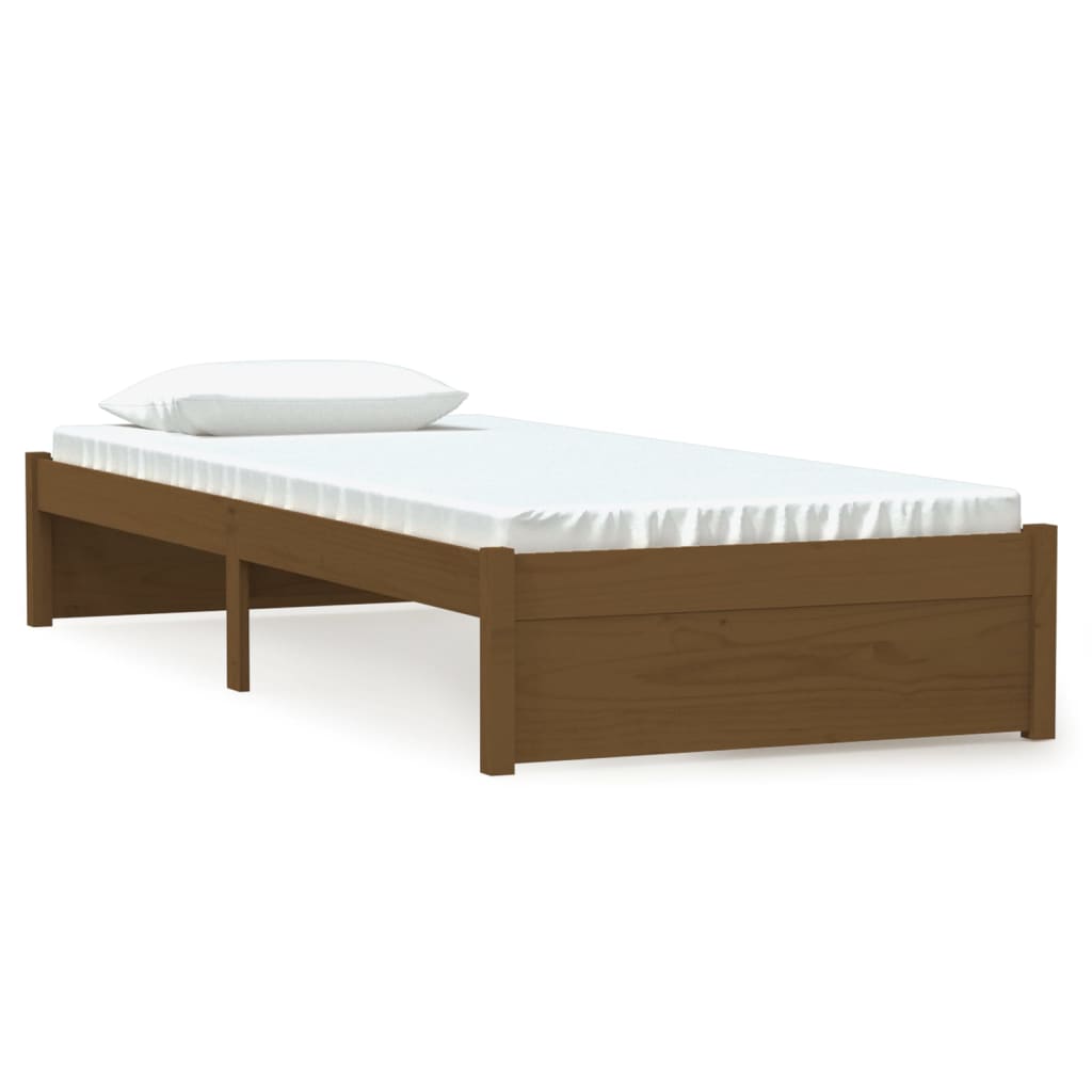 Cadre de lit sans matelas marron miel bois massif 75x190 cm - XIOS