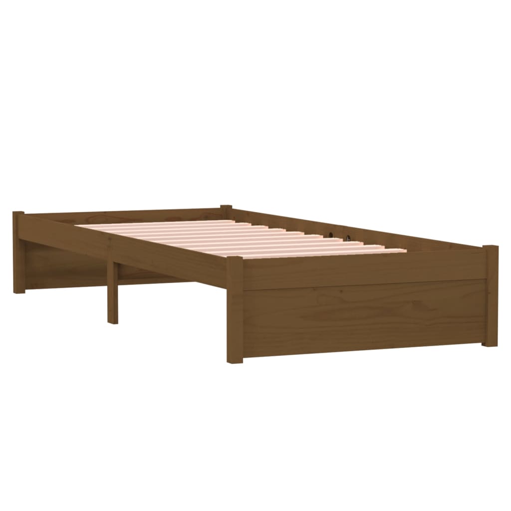 Cadre de lit sans matelas marron miel bois massif 75x190 cm - XIOS