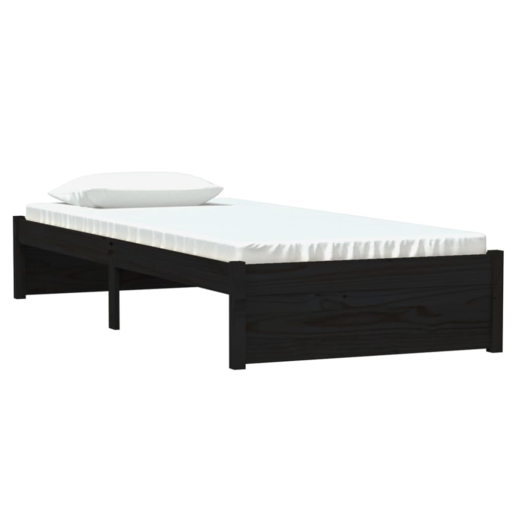 Cadre de lit sans matelas noir bois massif 75x190 cm - XIOS