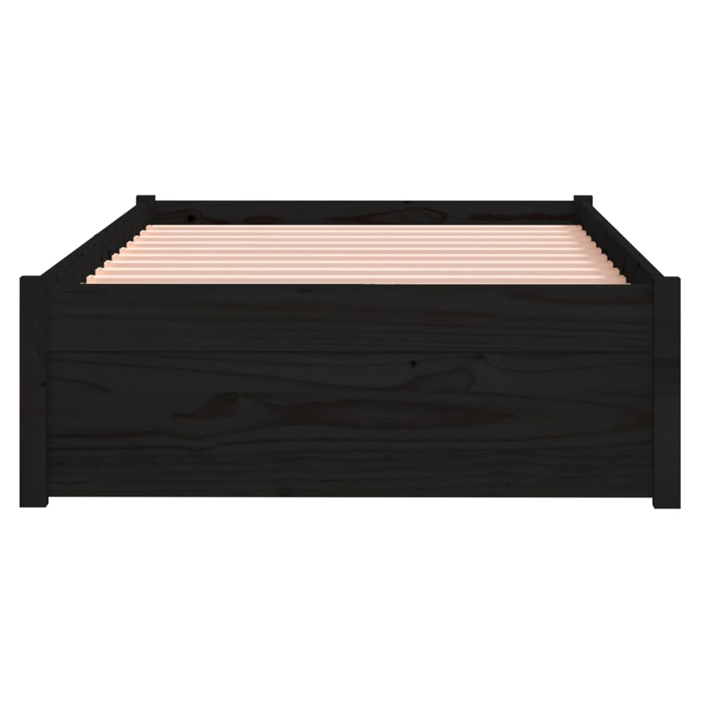 Cadre de lit sans matelas noir bois massif 75x190 cm - XIOS