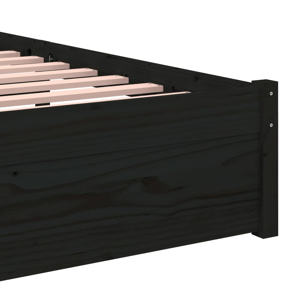 Cadre de lit sans matelas noir bois massif 75x190 cm - XIOS