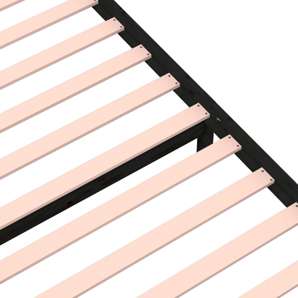 Cadre de lit sans matelas noir bois massif 75x190 cm - XIOS