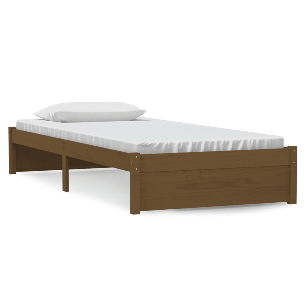 Cadre de lit sans matelas marron miel bois massif 90x190 cm - XIOS