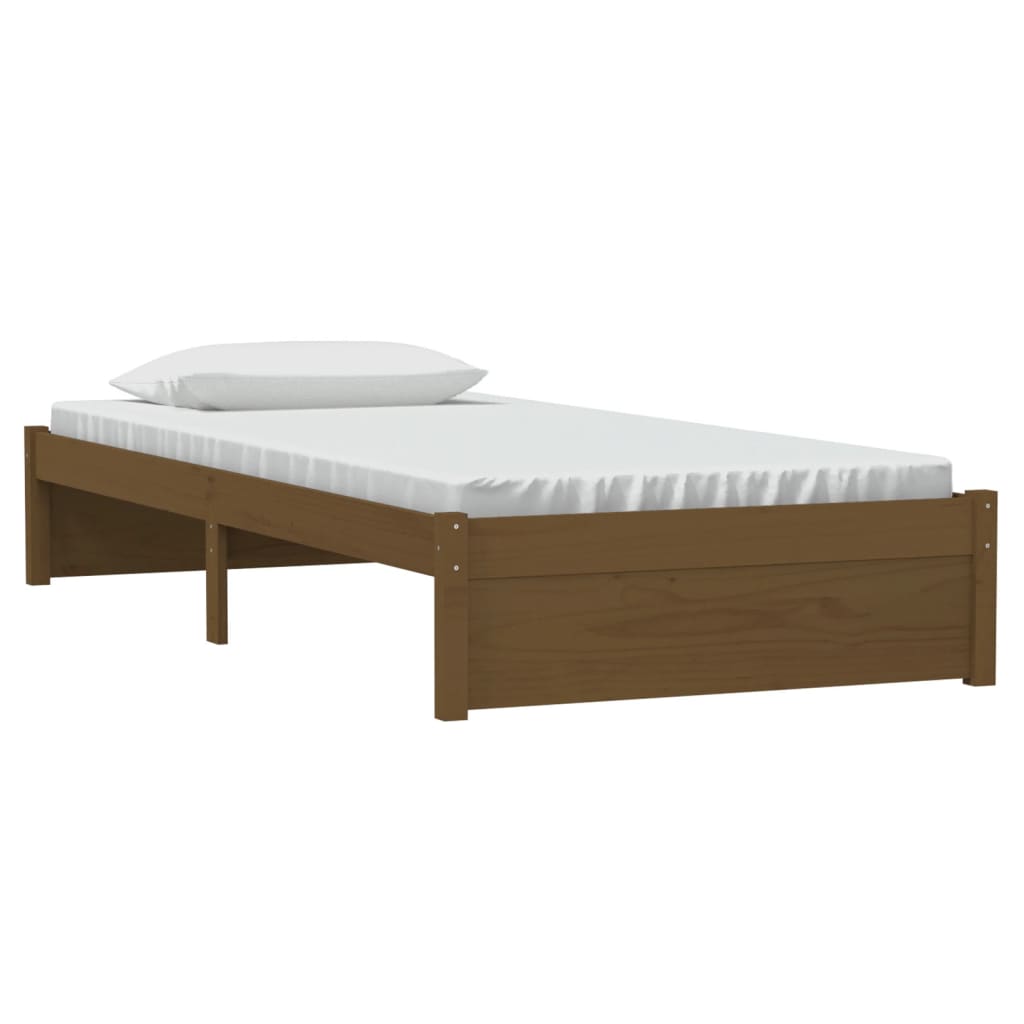 Cadre de lit sans matelas marron miel bois massif 90x190 cm - XIOS