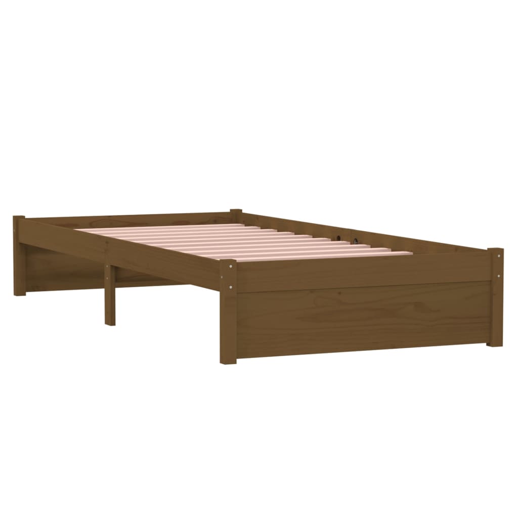 Cadre de lit sans matelas marron miel bois massif 90x190 cm - XIOS