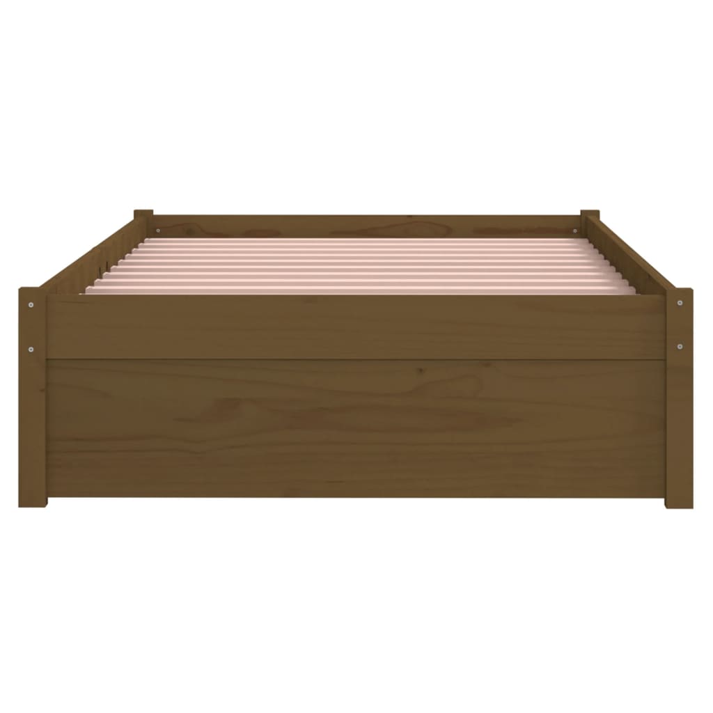Cadre de lit sans matelas marron miel bois massif 90x190 cm - XIOS