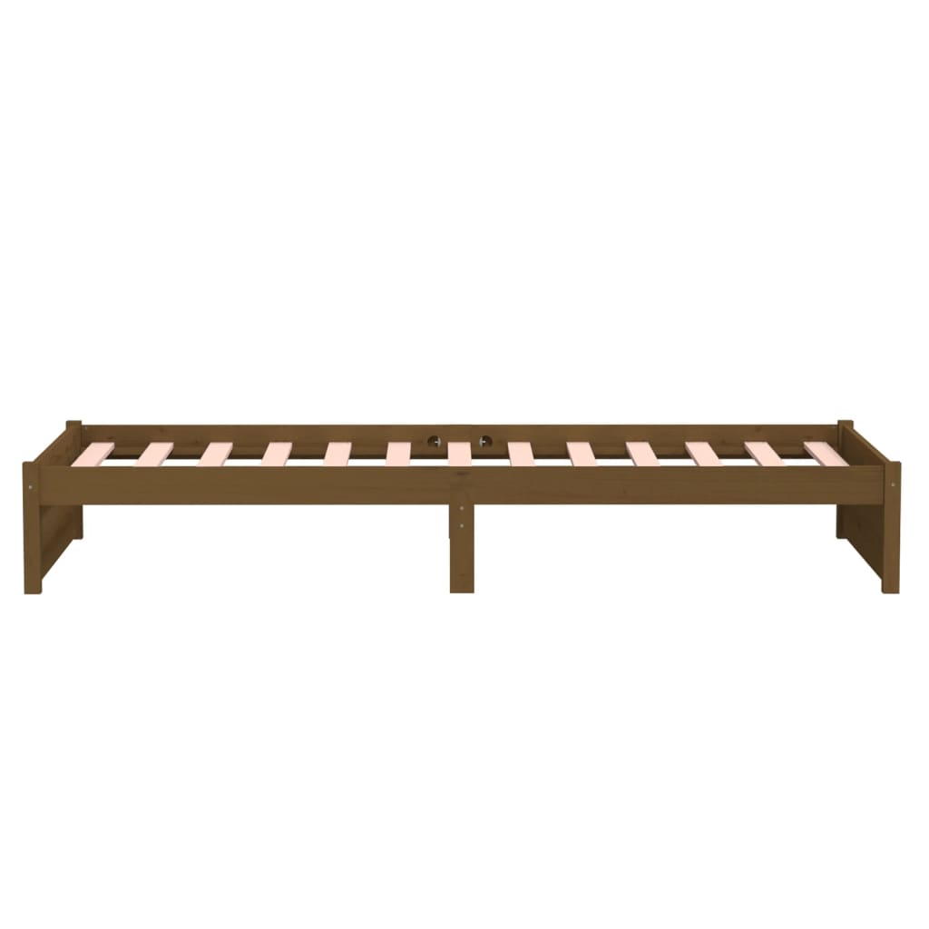 Cadre de lit sans matelas marron miel bois massif 90x190 cm - XIOS