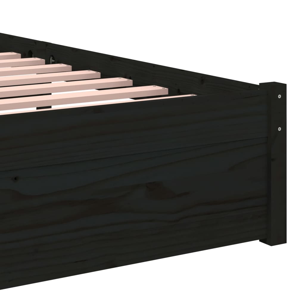 Cadre de lit sans matelas noir bois massif 90x190 cm - XIOS