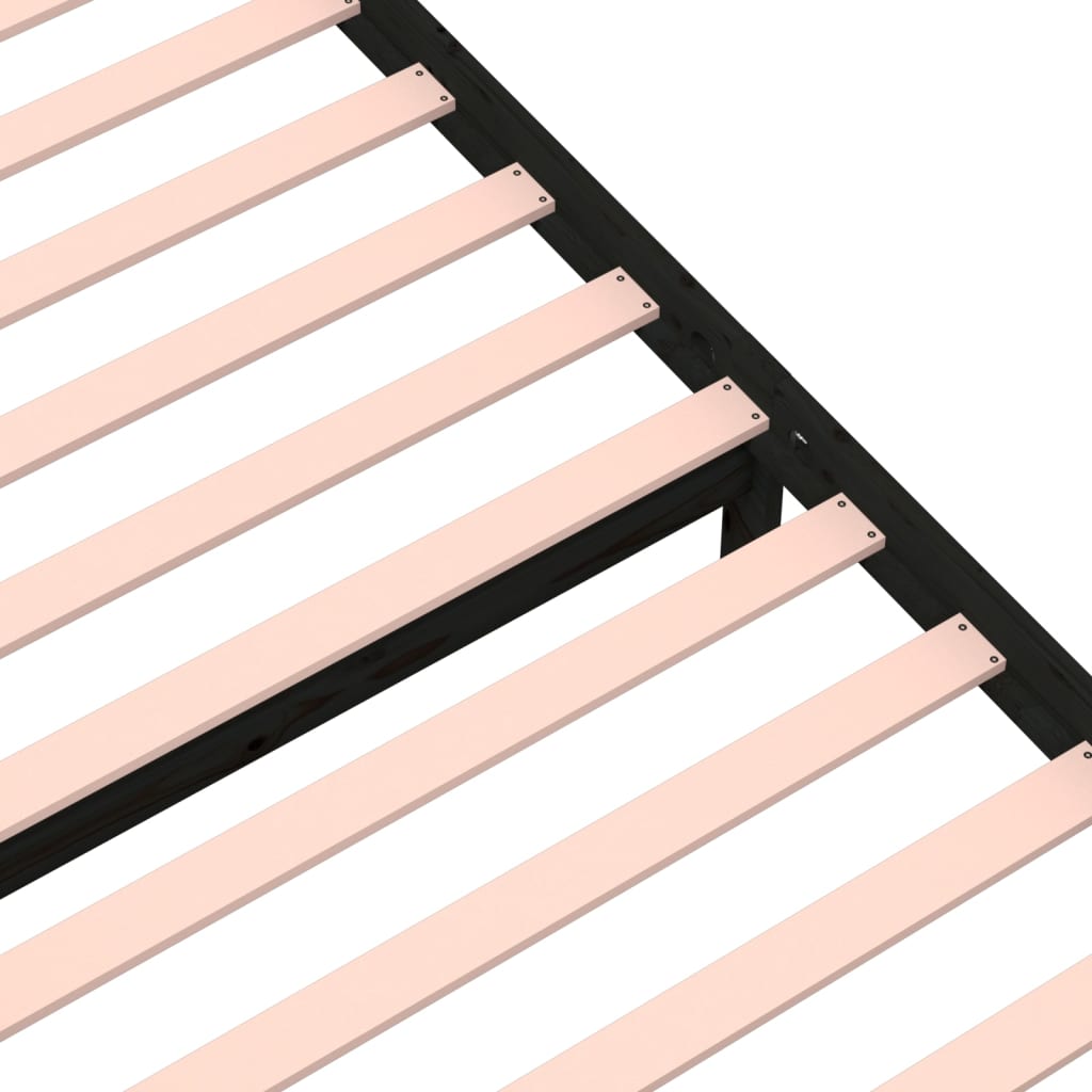 Cadre de lit sans matelas noir bois massif 90x190 cm - XIOS