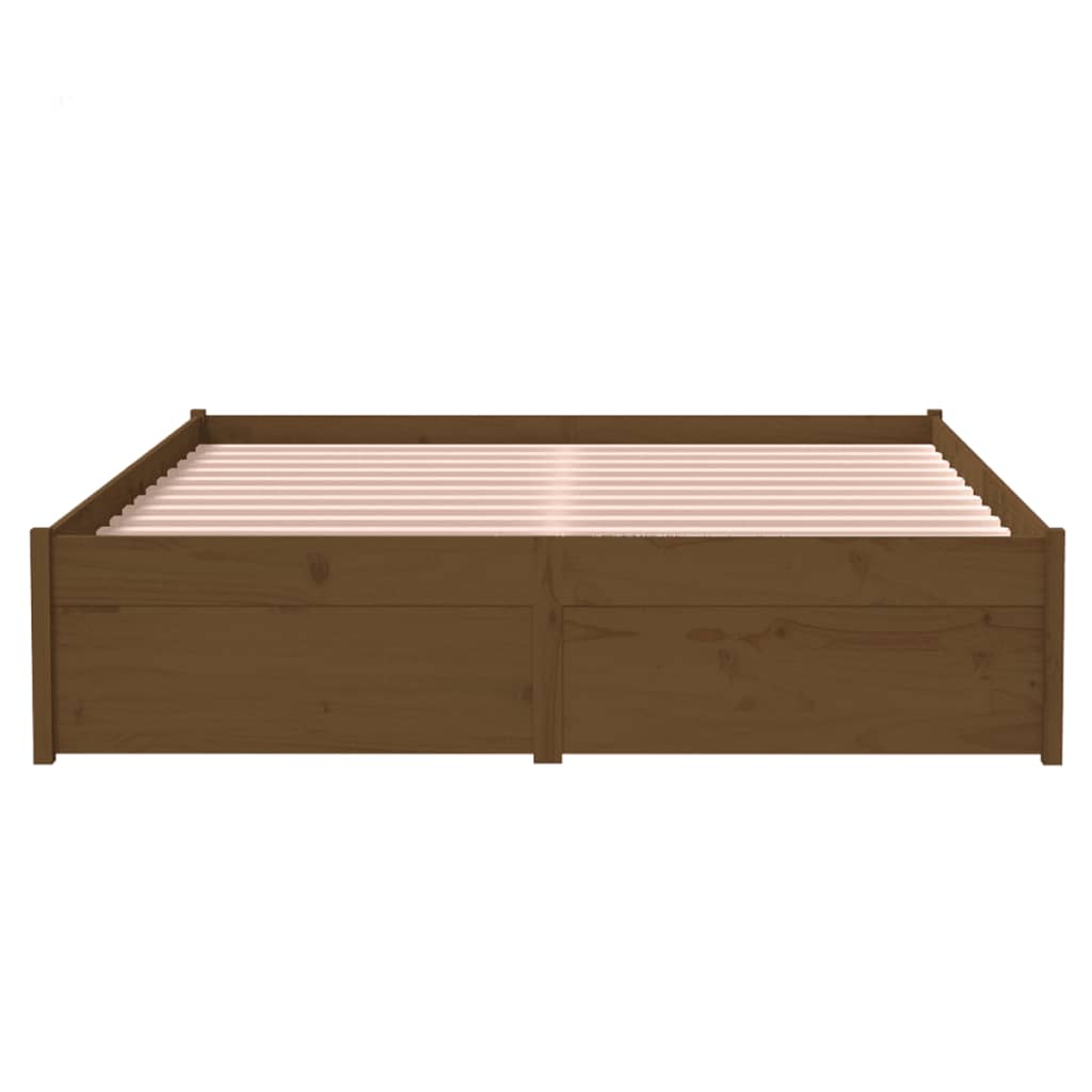 Cadre de lit sans matelas marron miel bois massif 120x190 cm - XIOS