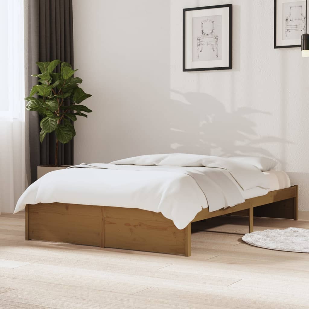 Cadre de lit sans matelas marron miel bois massif 120x190 cm - XIOS