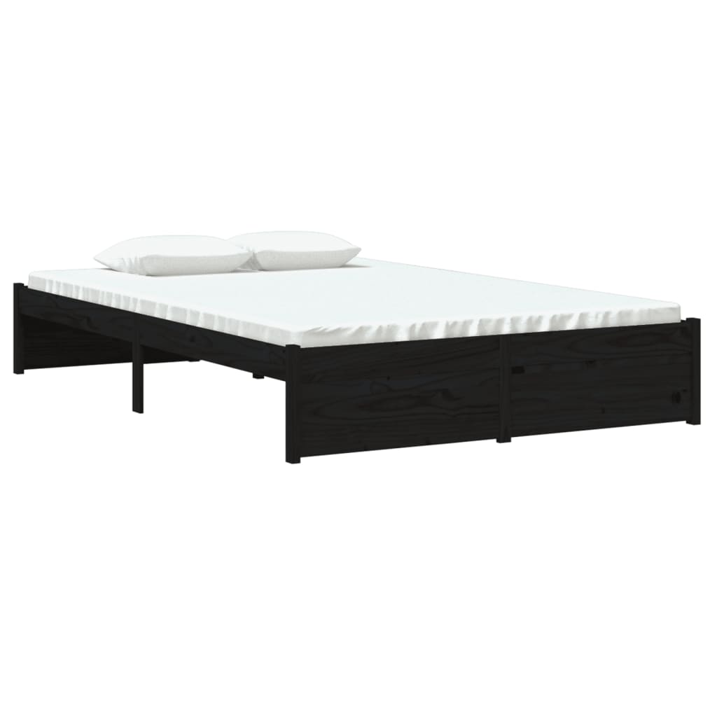 Cadre de lit sans matelas noir bois massif 120x190 cm - XIOS