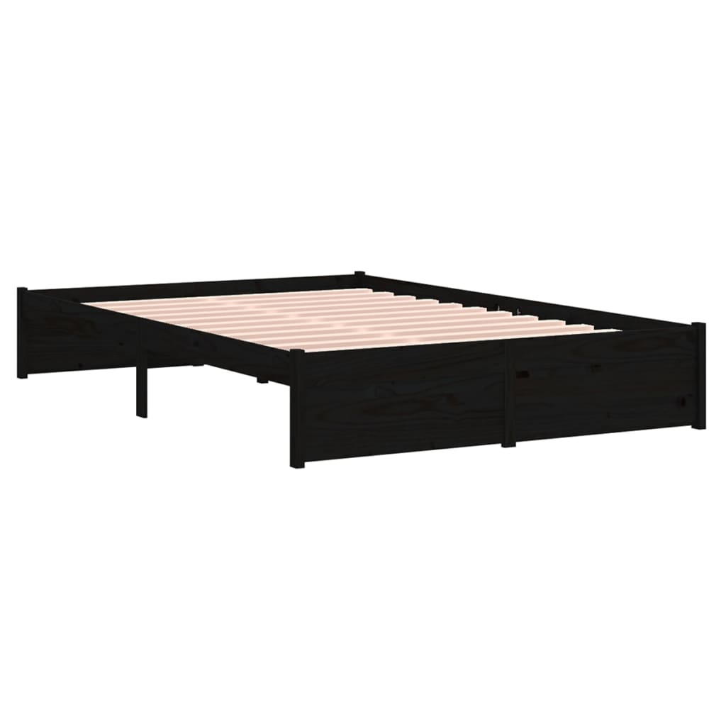 Cadre de lit sans matelas noir bois massif 120x190 cm - XIOS