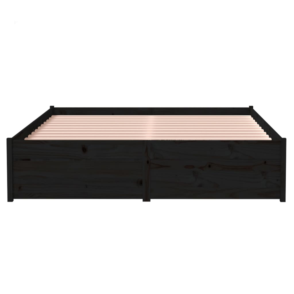 Cadre de lit sans matelas noir bois massif 120x190 cm - XIOS