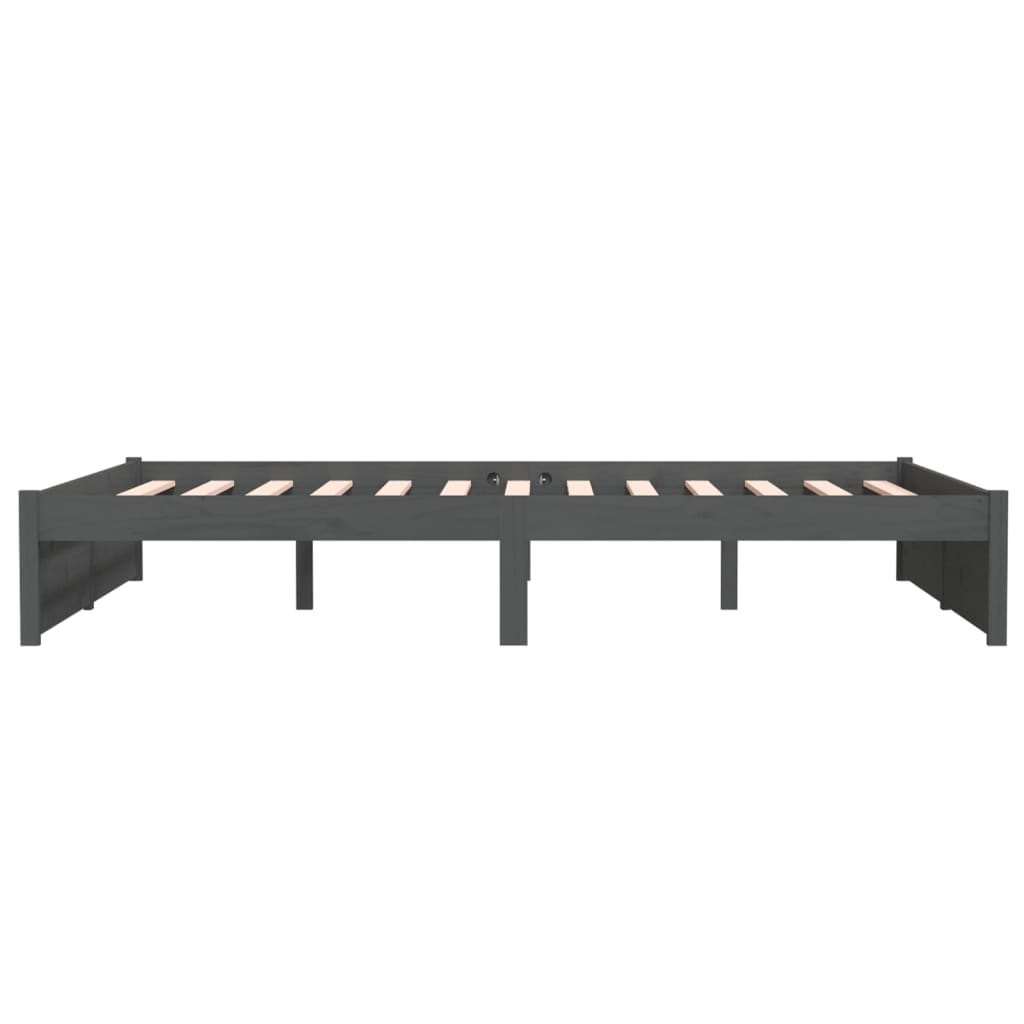Cadre de lit sans matelas gris bois massif 135x190 cm - XIOS