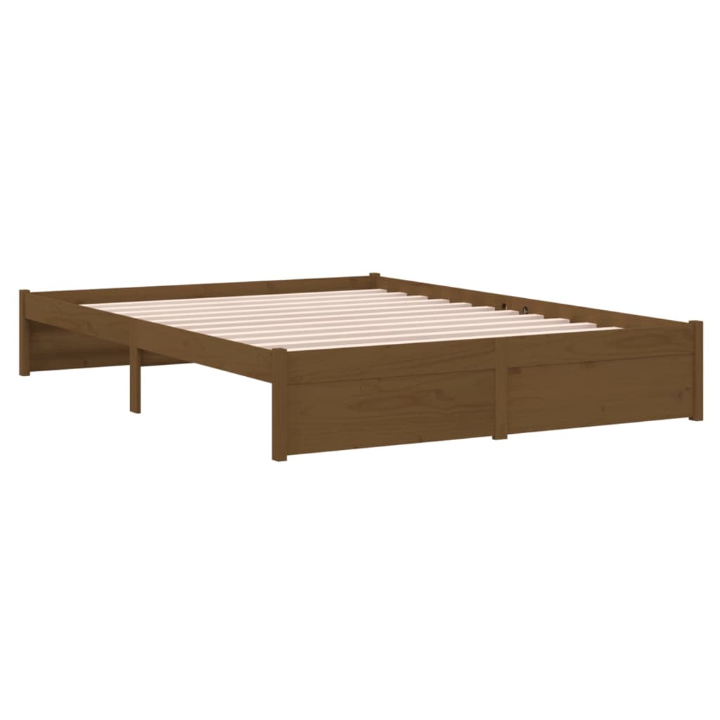Cadre de lit sans matelas marron miel bois massif 140x190 cm - XIOS