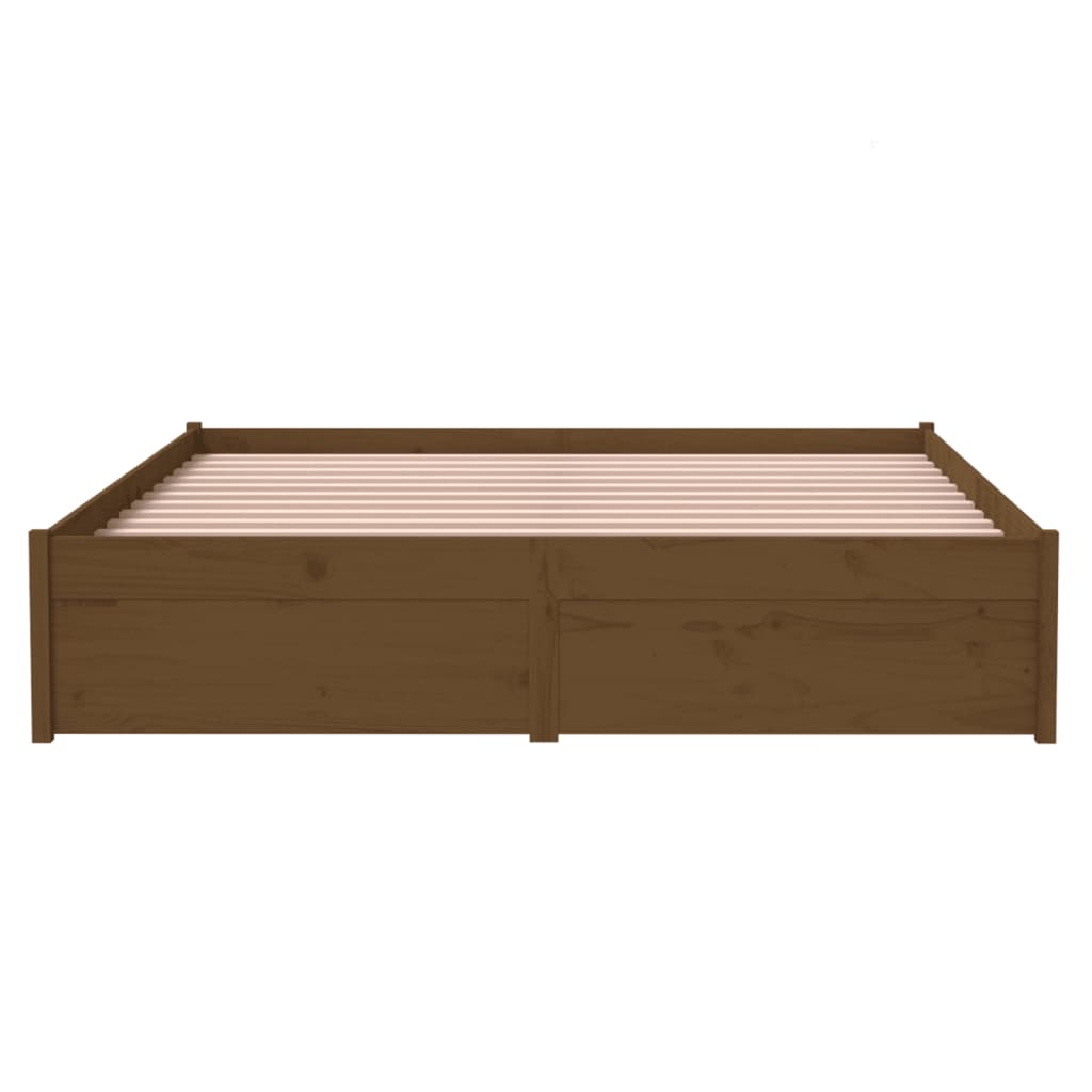 Cadre de lit sans matelas marron miel bois massif 140x190 cm - XIOS