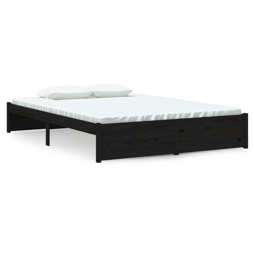 Cadre de lit sans matelas noir bois massif 140x190 cm - XIOS