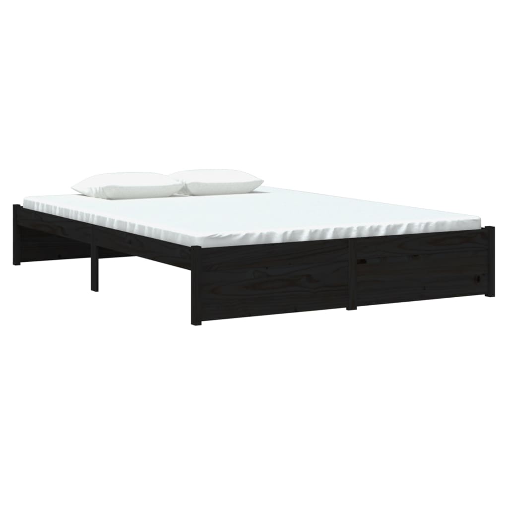 Cadre de lit sans matelas noir bois massif 140x190 cm - XIOS