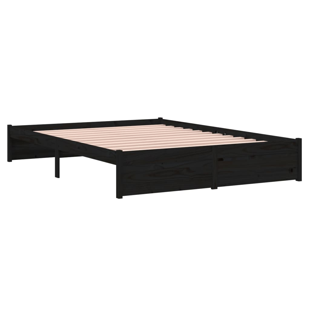 Cadre de lit sans matelas noir bois massif 140x190 cm - XIOS