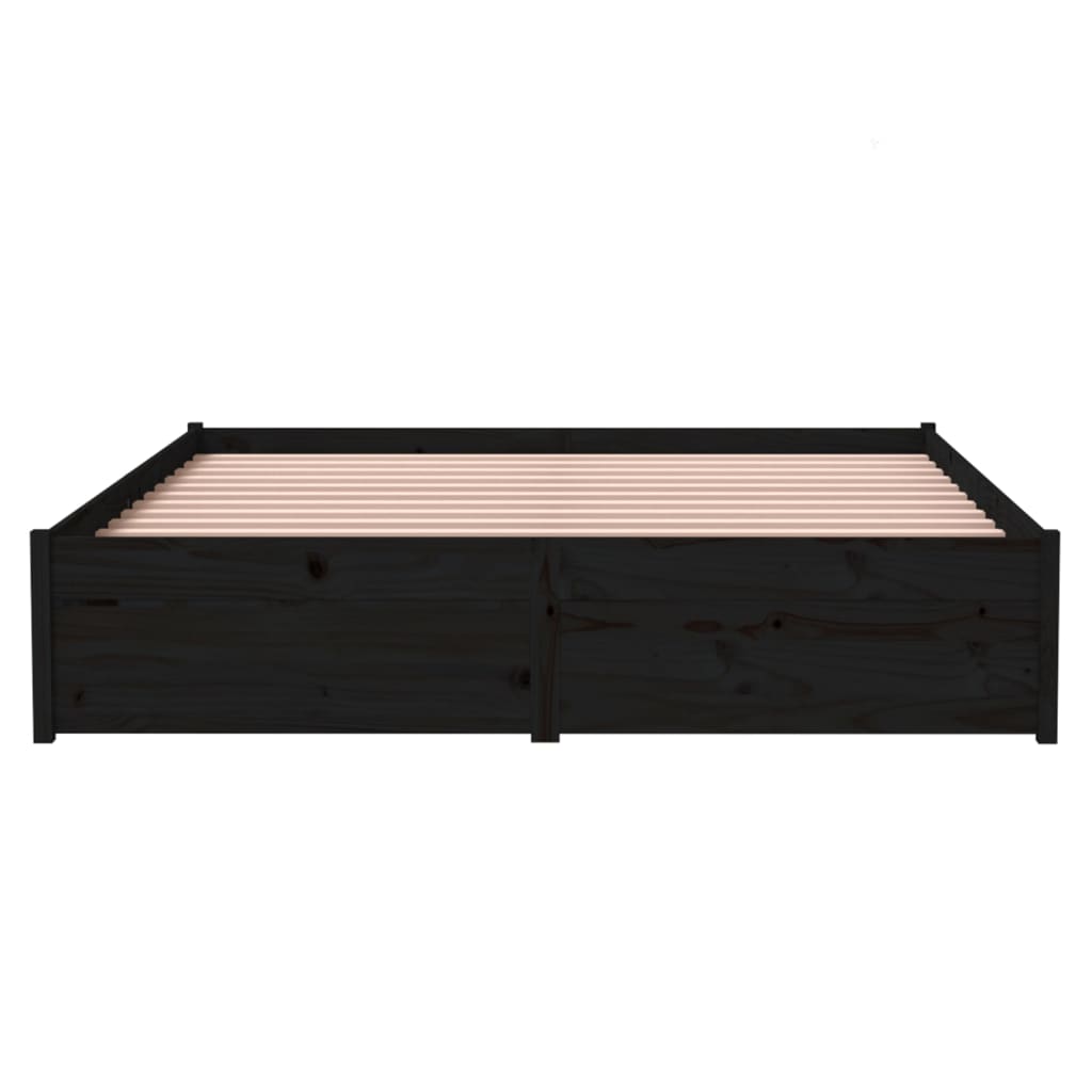 Cadre de lit sans matelas noir bois massif 140x190 cm - XIOS