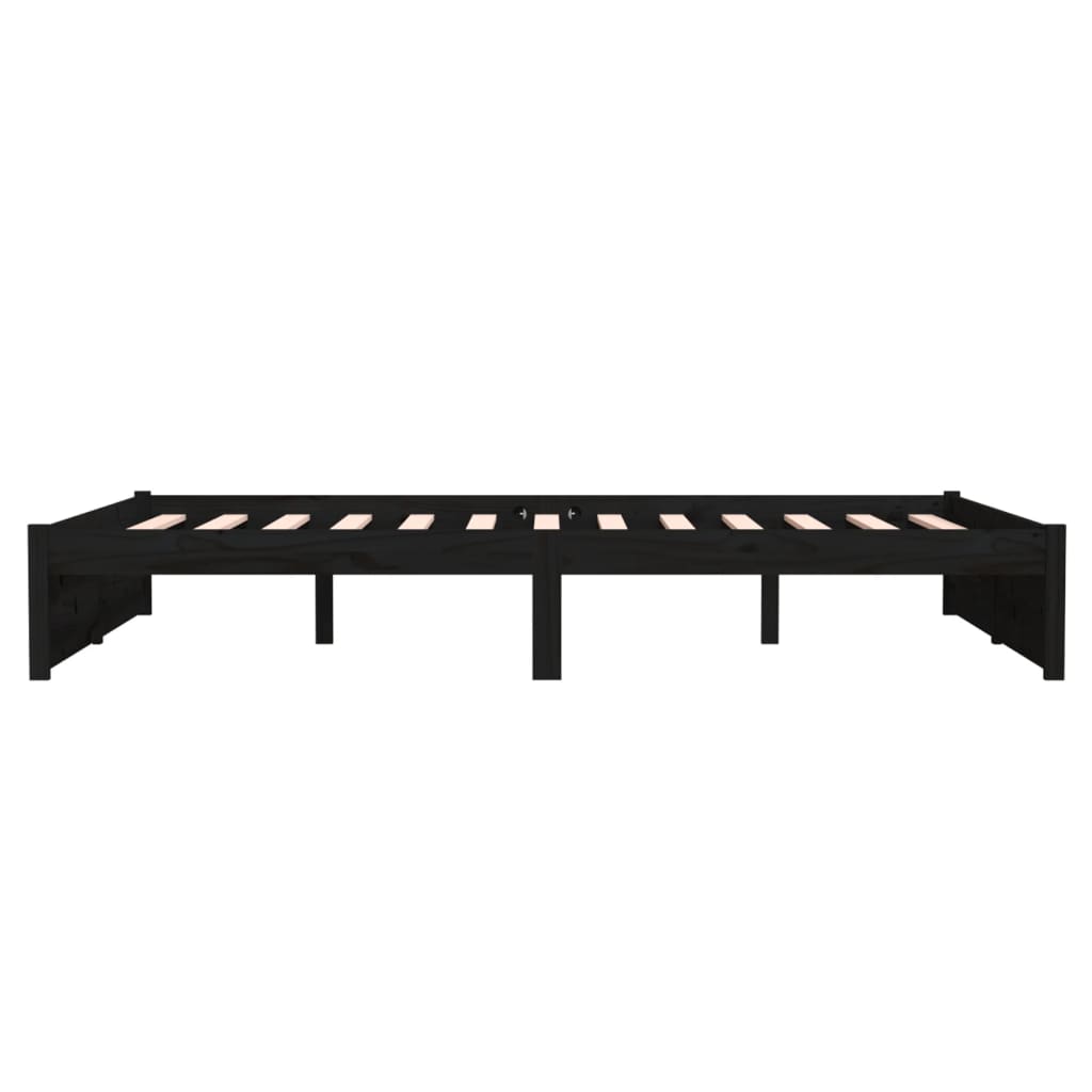 Cadre de lit sans matelas noir bois massif 140x190 cm - XIOS