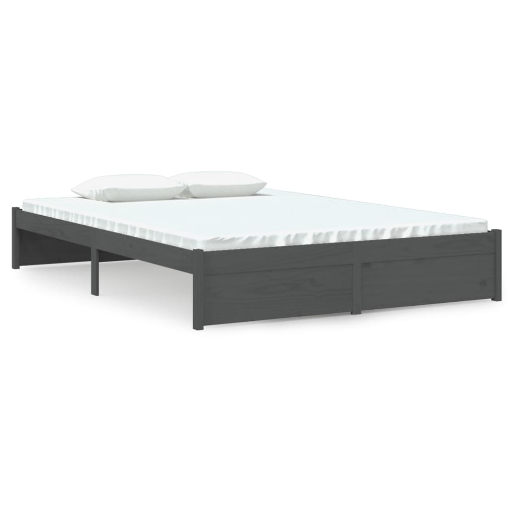 Cadre de lit sans matelas gris bois massif 140x200 cm - XIOS