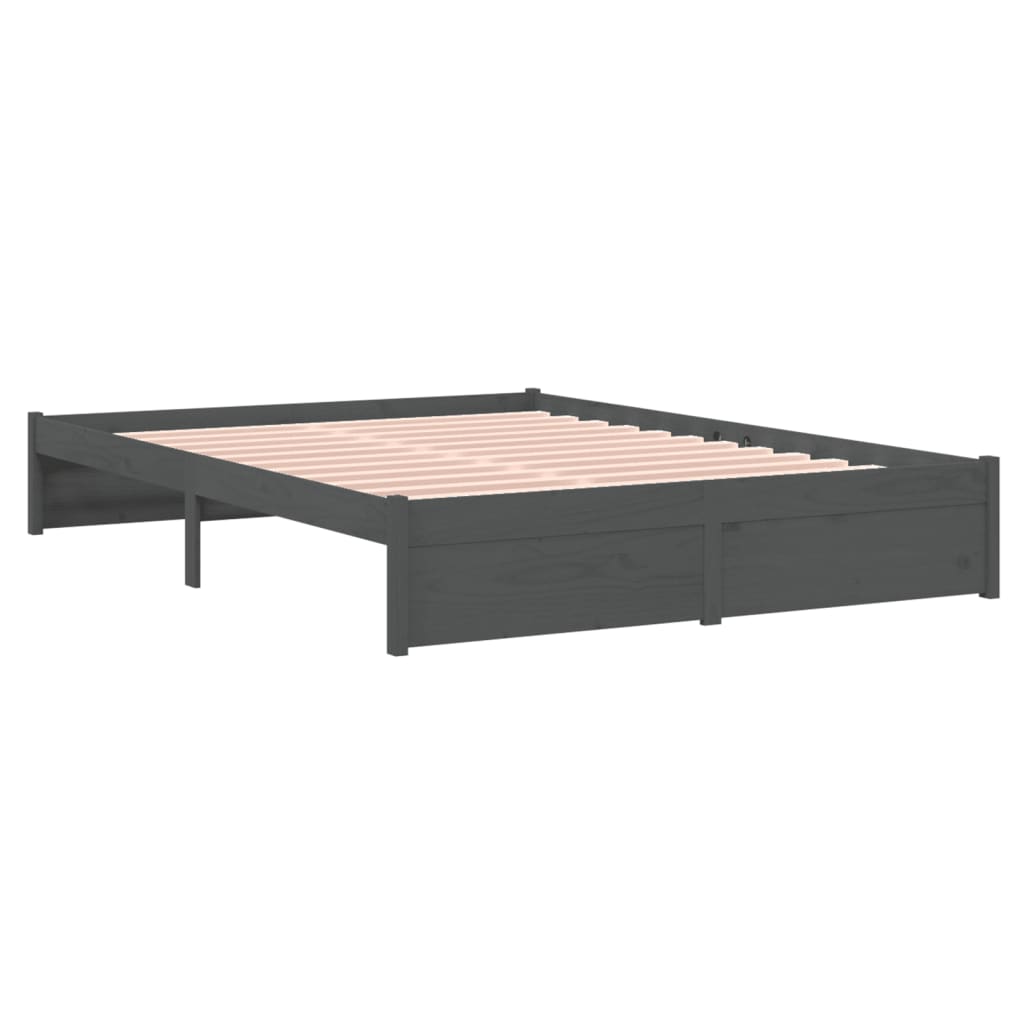 Cadre de lit sans matelas gris bois massif 140x200 cm - XIOS