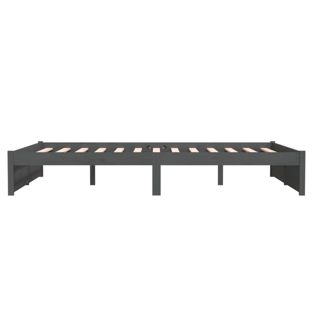 Cadre de lit sans matelas gris bois massif 140x200 cm - XIOS