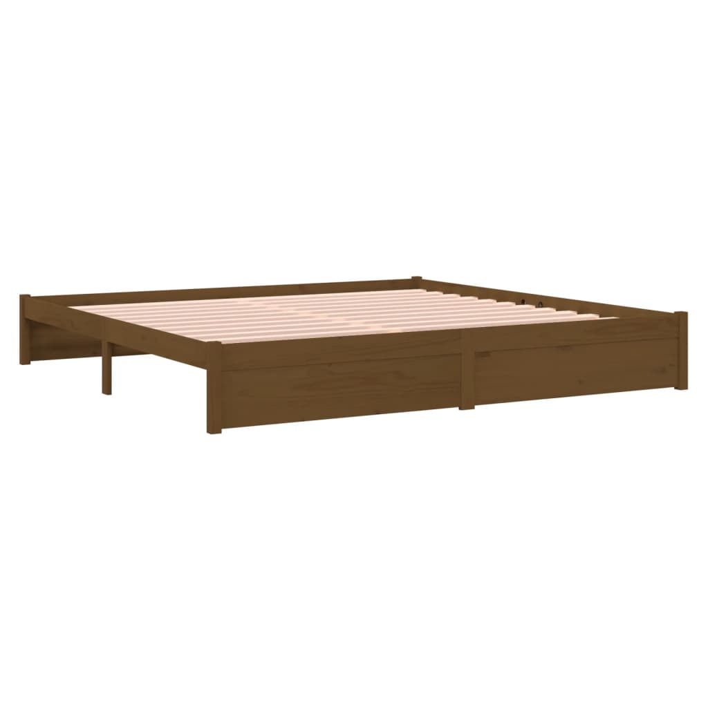 Cadre de lit sans matelas marron miel bois massif 200x200 cm - XIOS