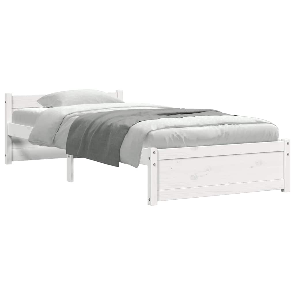 Cadre de lit sans matelas blanc bois massif 75x190 cm - XIOS