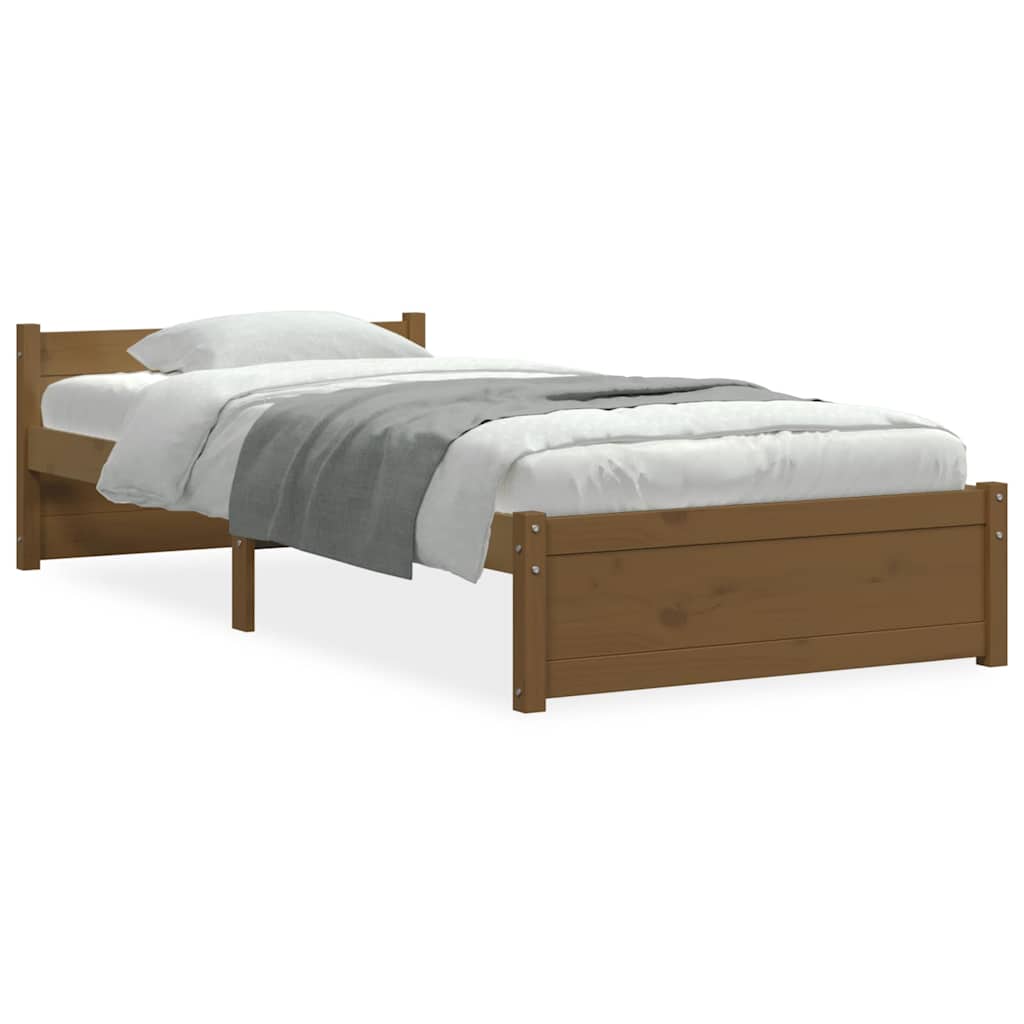 Cadre de lit sans matelas marron miel bois massif 75x190 cm - XIOS