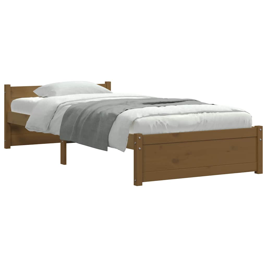 Cadre de lit sans matelas marron miel bois massif 75x190 cm - XIOS