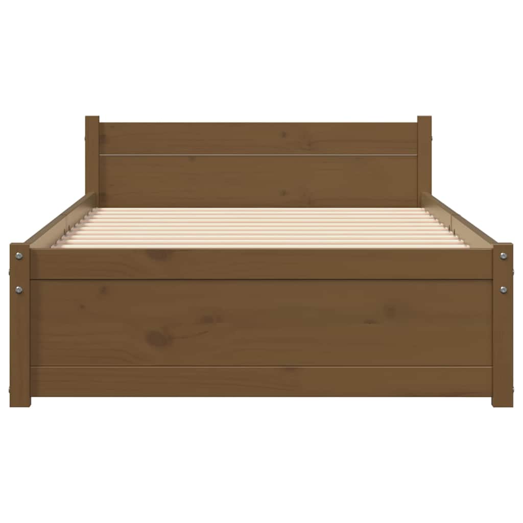 Cadre de lit sans matelas marron miel bois massif 75x190 cm - XIOS