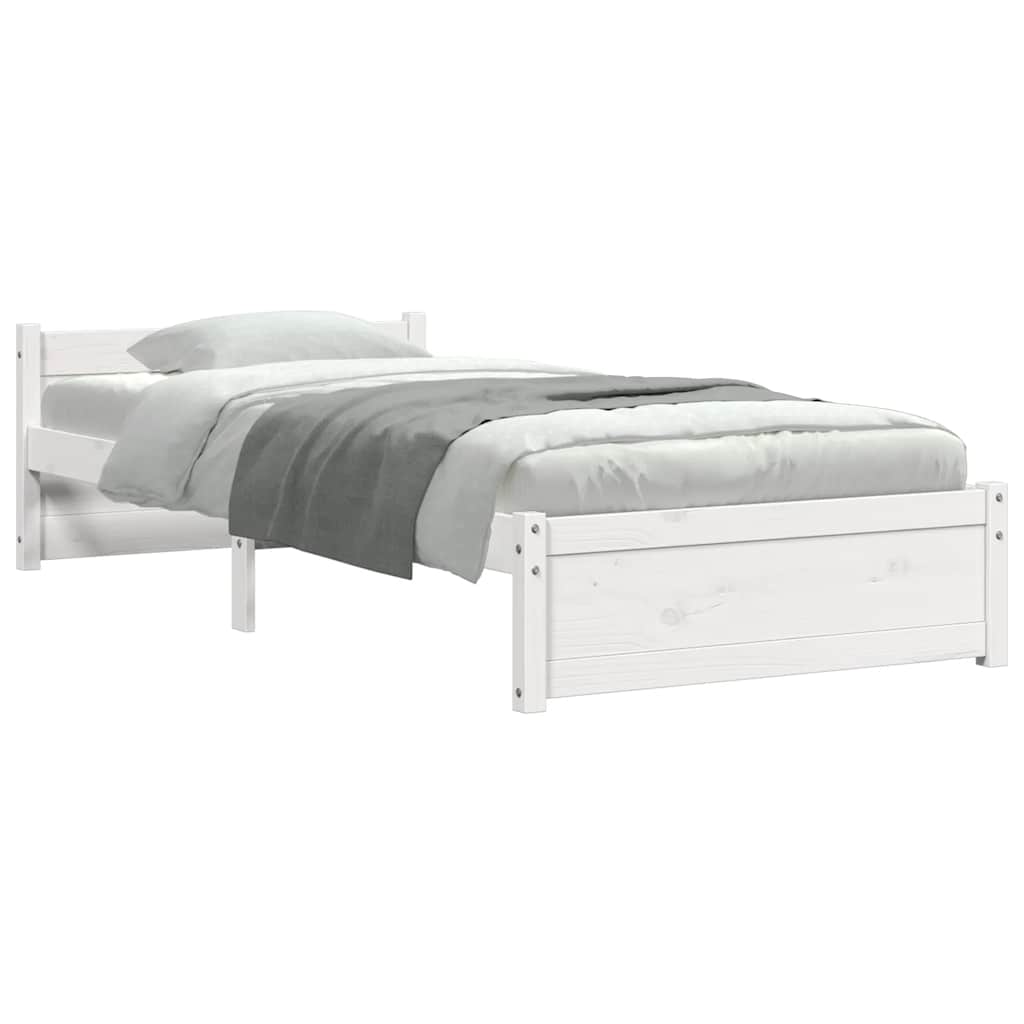 Cadre de lit sans matelas blanc bois massif 90x190 cm - XIOS