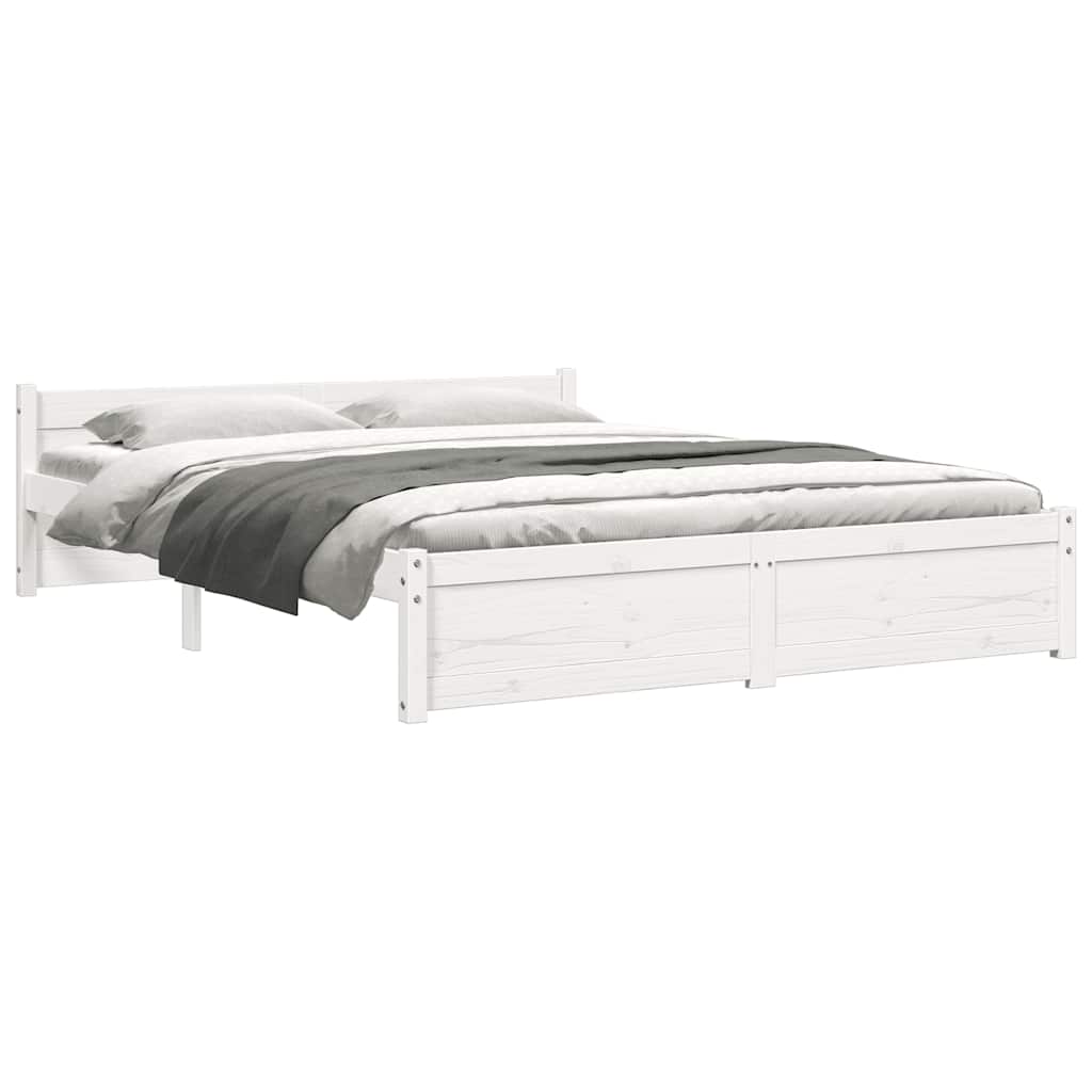 Cadre de lit sans matelas blanc bois massif 135x190 cm - XIOS